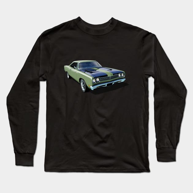 1969 Plymouth Roadrunner in light green Long Sleeve T-Shirt by candcretro